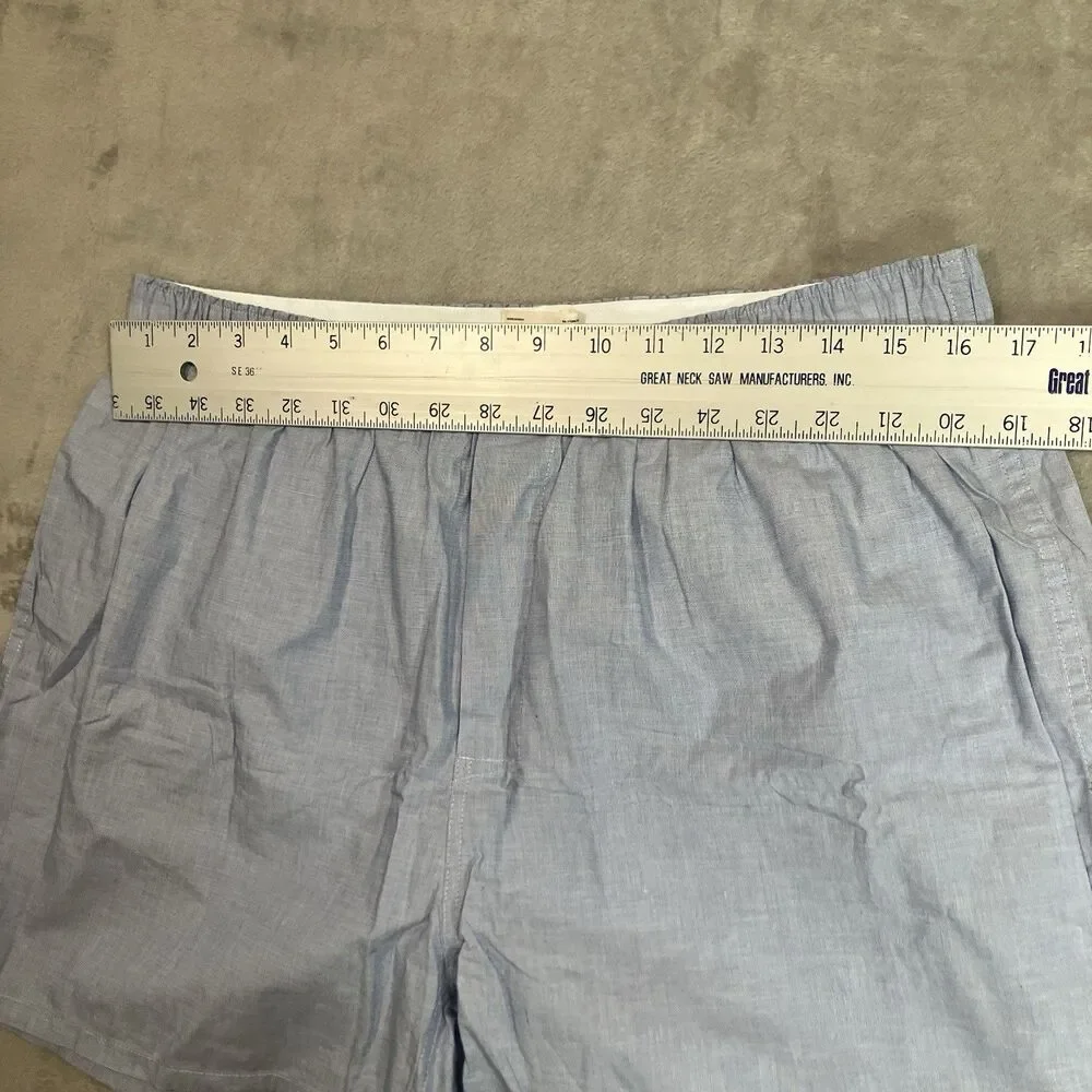 J Crew Boxer Underwear Mens L Blue Cotton Woven Elastic‎ Waist Lightweight BV599